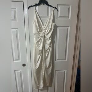Abercrombie white draped twist-front maxi dress